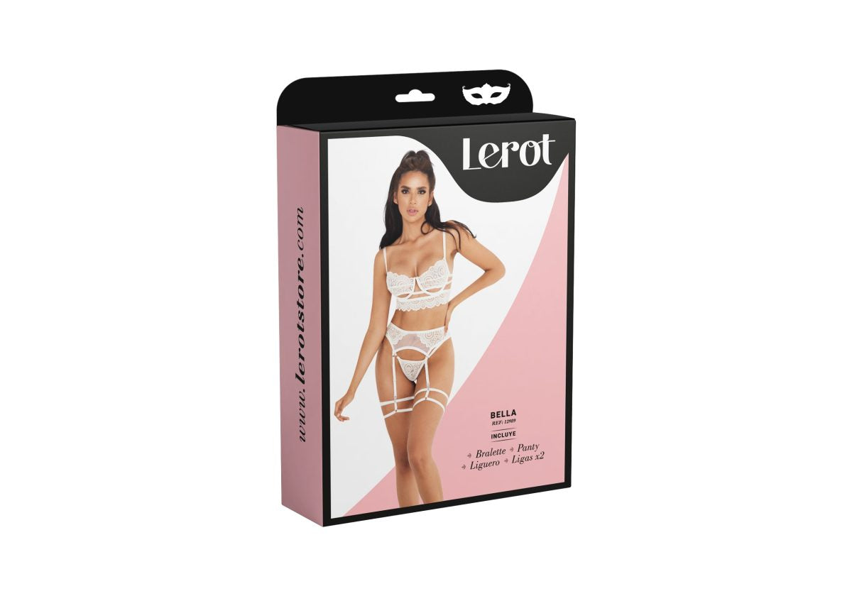 CONJUNTO LENCERÍA BELLA LEROT MARFIL S-M