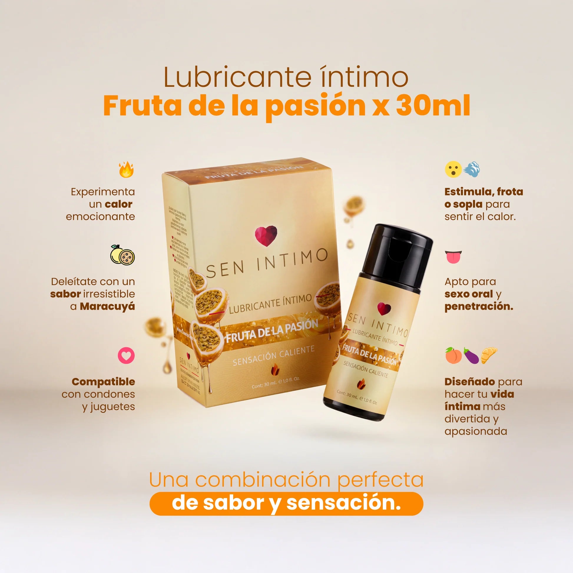LUBRICANTE SEN INTIMO CALIENTE FRUTA DE LA PASION 30ML